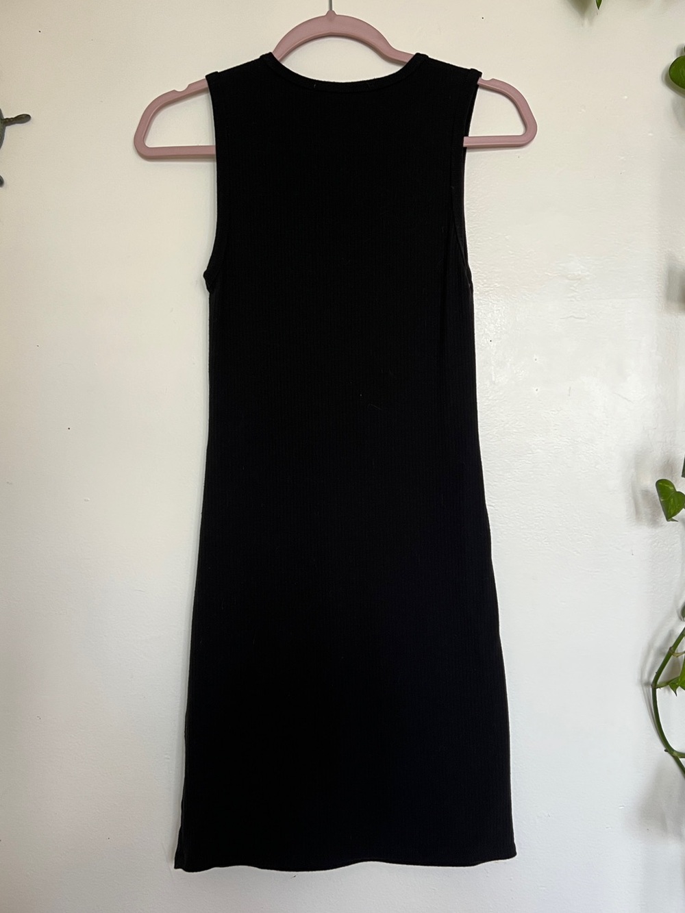 Sleeveless Black Ribbed Tank Dress